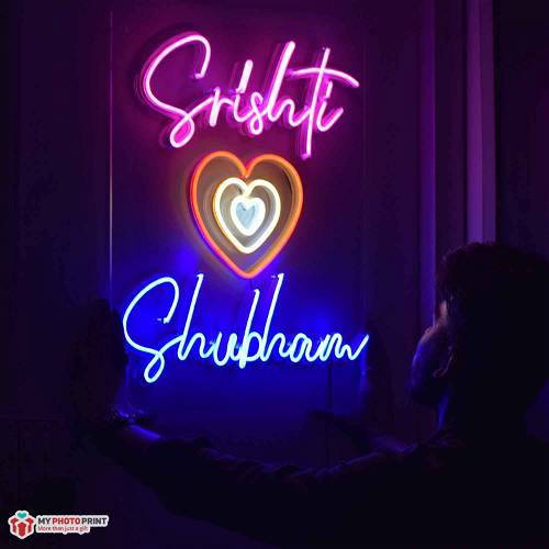 Personalized Your Own Names With Heart Led Neon Sign Decorative Lights Wall Decor