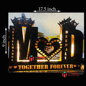 Customized Couple Photo Alphabetic A TO Z Wooden Name Board Multicolor Led and Remote #1722