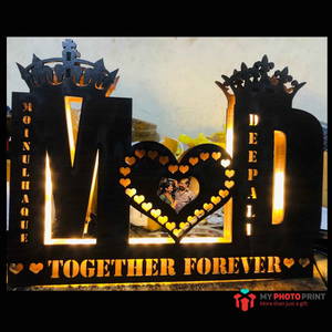 Customized Couple Photo Alphabetic A TO Z Wooden Name Board Multicolor Led and Remote #1722