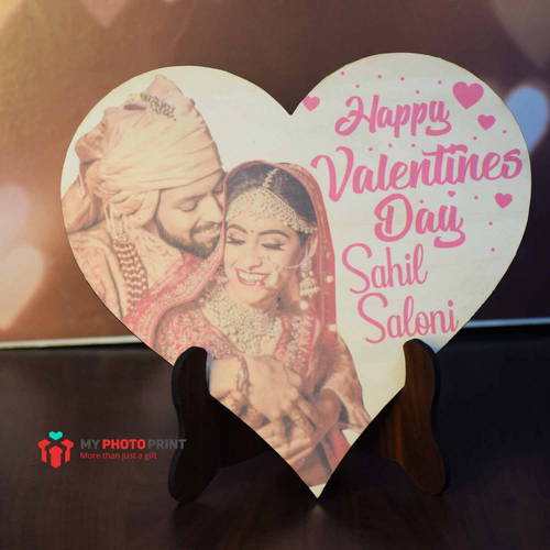 Personalized Heart Couple Happy Valentine's Day Wooden Table Top