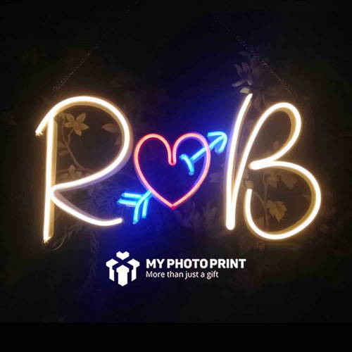 Personalized Heart Arrow Couple Led Neon Sign Decorative Lights Wall Decor