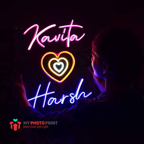 Personalized Your Own Names With Heart Led Neon Sign Decorative Lights Wall Decor 