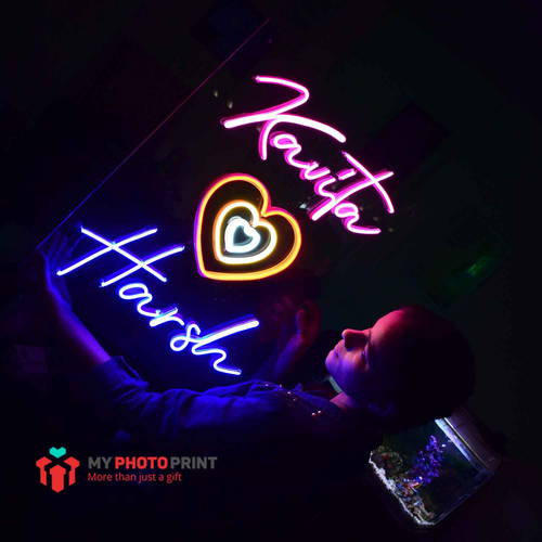 Personalized Your Own Names With Heart Led Neon Sign Decorative Lights Wall Decor 