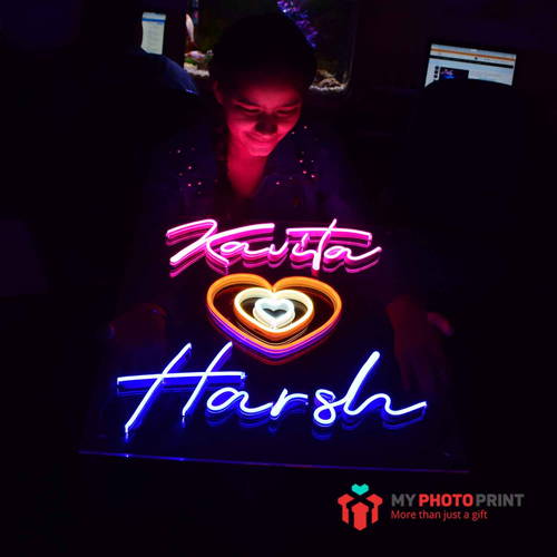 Personalized Your Own Names With Heart Led Neon Sign Decorative Lights Wall Decor 