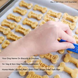 Home Made Chicken + Peanut Butter Dog Cookies Treat With Your Dog Name On It 500 Grams