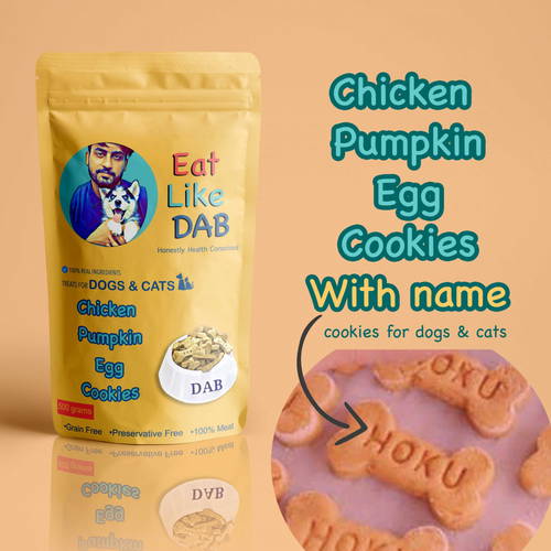 Home Made Chicken + Pumpkin + Egg Dog Cookies Treat With Your Dog Name On It 500 Grams