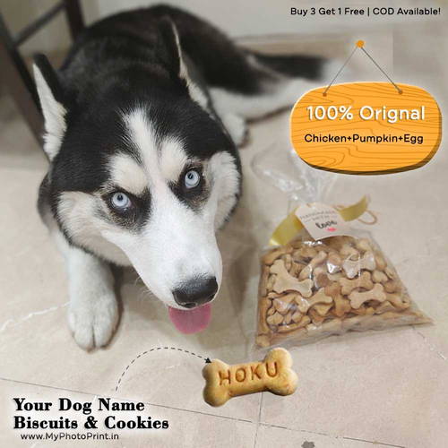 Home Made Chicken + Pumpkin + Egg Dog Cookies Treat With Your Dog Name On It 500 Grams