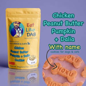 Home Made Chicken + Peanut Butter + Pumpkin + Dalia  Dog Cookies Treat With Your Dog Name On It 500 Grams