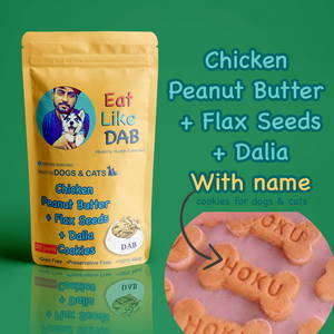 Home Made Chicken + Peanut Butter + Flax Seeds+ Dalia Dog Cookies Treat With Your Dog Name On It 500 Grams