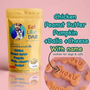 Home Made Chicken + Peanut Butter + Pumpkin + Dalia + Cheese Dog Cookies Treat With Your Dog Name On It 500 Grams