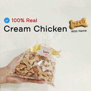 Home Made Cream Chicken Dog Cookies Treat With Your Dog Name On It 500 Grams