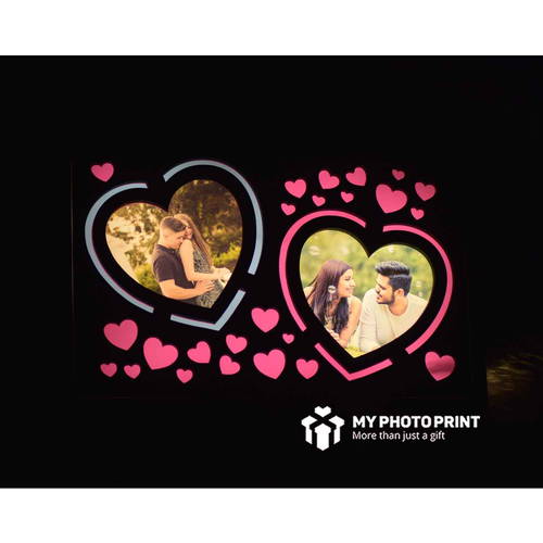 Customized Heart Photo Photo Wooden Table Top Night lamp for Couples Boyfriend Girlfriend