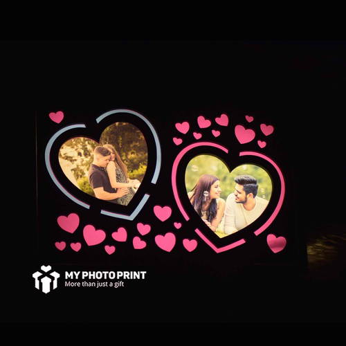 Customized Heart Photo Photo Wooden Table Top Night lamp for Couples Boyfriend Girlfriend