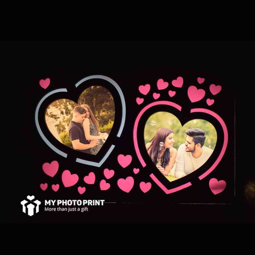 Customized Heart Photo Photo Wooden Table Top Night lamp for Couples Boyfriend Girlfriend