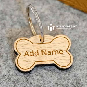 Customized Wooden Engraved Bone Shaped Pet Tag