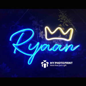 Custom Name With Crown Led Neon Sign Decorative Lights Wall Decor | Size Approx 12 Inches X 18 Inches According to Name