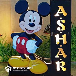 Customized Cartoon Character Led Wooden Name Board