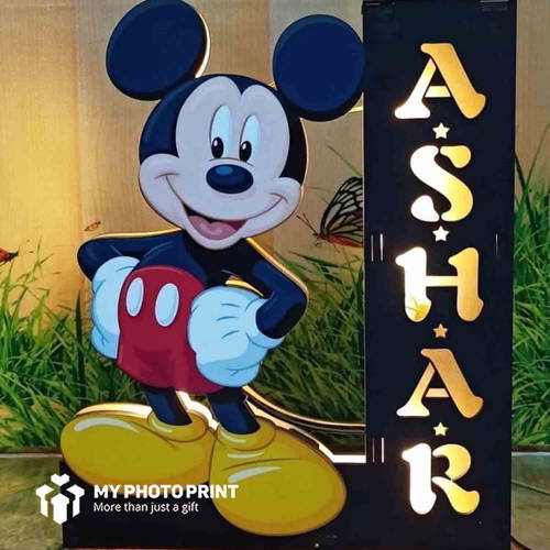 Customized Cartoon Character Led Wooden Name Board