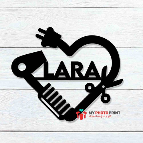 Customized Hairdresser Heart Name Wooden Wall Decoration