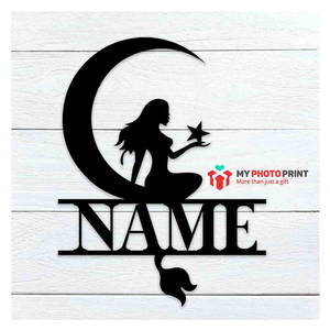 Customized Moonlight Mermaid Name Wooden Wall Decoration