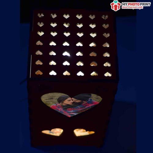 Personalized Heart Red Velvet Photo Shadow Box Electric Night Lamp #1970