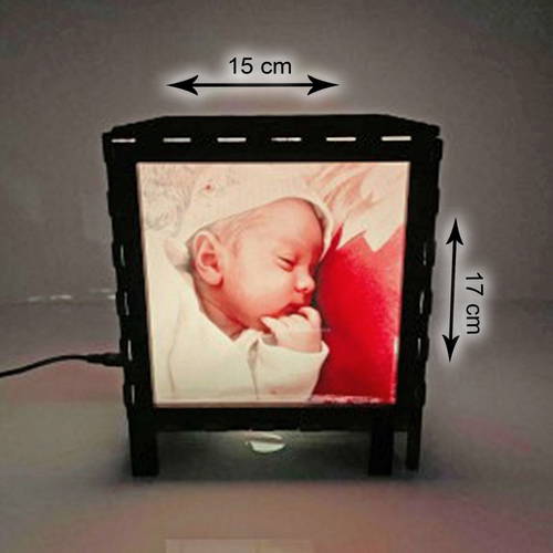 Customized Photo Velvet Shadow Box with Multicolour Electric Night Lamp