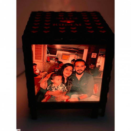 Customized Photo Velvet Shadow Box with Multicolour Electric Night Lamp