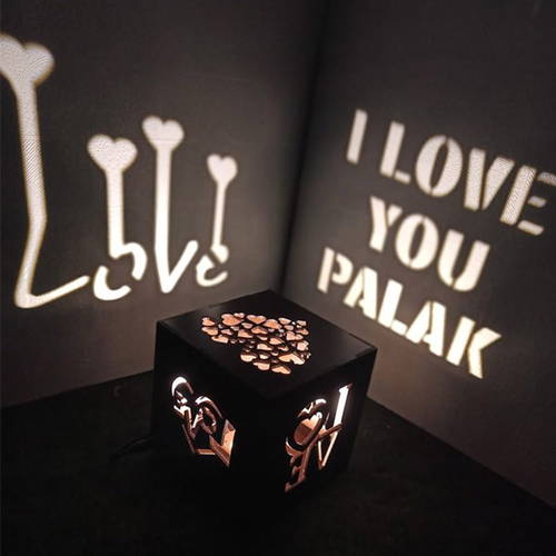 Customized Love Wooden Shadow Box Night with Electric Night Lamp