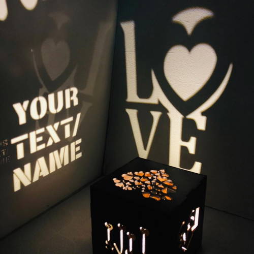 Customized Love Wooden Shadow Box Night with Electric Night Lamp