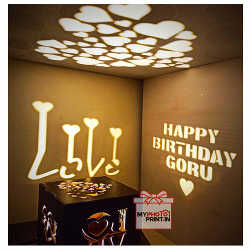 Customized Love Wooden Shadow Box Night with Electric Night Lamp