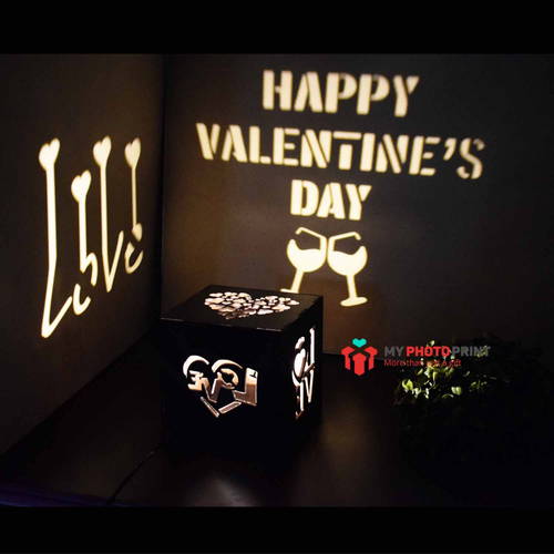 Customized Love Wooden Shadow Box Night with Electric Night Lamp