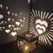 Customized Full of Hearts Wooden Shadow Box with Electric Night Lamp