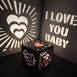 Customized Full of Hearts Wooden Shadow Box with Electric Night Lamp