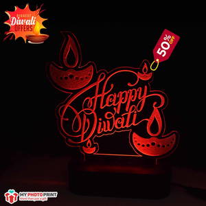 Happy Diwali Acrylic 3D illusion LED Lamp with Color Changing Led and Remote#1371