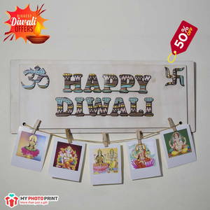 Happy Diwali Wall hanging with 5 photo