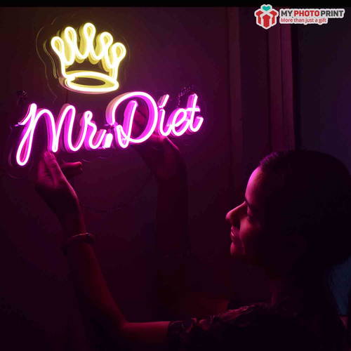 Custom Unique Name With Crown Led Neon Sign Decorative Lights Wall Decor | Size Approx 12 Inches X 18 Inches According to Name