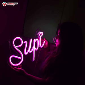 Custom Name With Heart Led Neon Sign Decorative Lights Wall Decor | Size Approx 12 Inches X 18 Inches According to Name