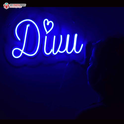 Custom Name With Heart Led Neon Sign Decorative Lights Wall Decor | Size Approx 12 Inches X 18 Inches According to Name