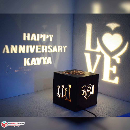 Customized Love Wooden Shadow Box Night with Electric Night Lamp