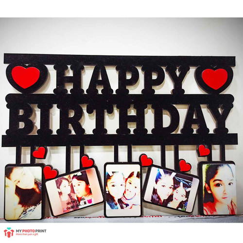 Your Text OR Name Wooden Photo Frame Collage 5 Photos(Example: Happy Anniversary,Happy Birthday ETC.)#147