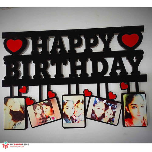 Your Text OR Name Wooden Photo Frame Collage 5 Photos(Example: Happy Anniversary,Happy Birthday ETC.)#147