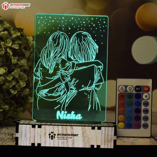 PERSONALIZED FRIENDS ACRYLIC 3D ILLUSION LED LAMP WITH COLOR CHANGING LED AND REMOTE#1389