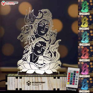 Mahadev Ji Acrylic 3D illusion LED Lamp with Color Changing Led and Remote#1577