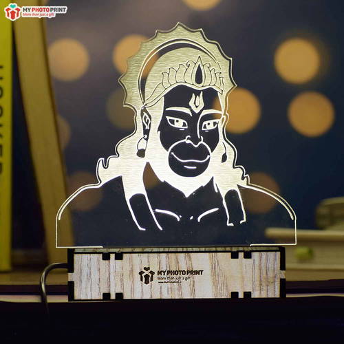 Hanuman Ji Acrylic 3D illusion LED Lamp with Color Changing Led and Remote#1579