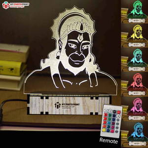 Hanuman Ji Acrylic 3D illusion LED Lamp with Color Changing Led and Remote#1579