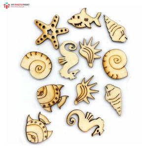 Aqua Animals Design MDF Wooden Craft Cutout Any Shapes & Patterns | (minimum 10 Quantity)