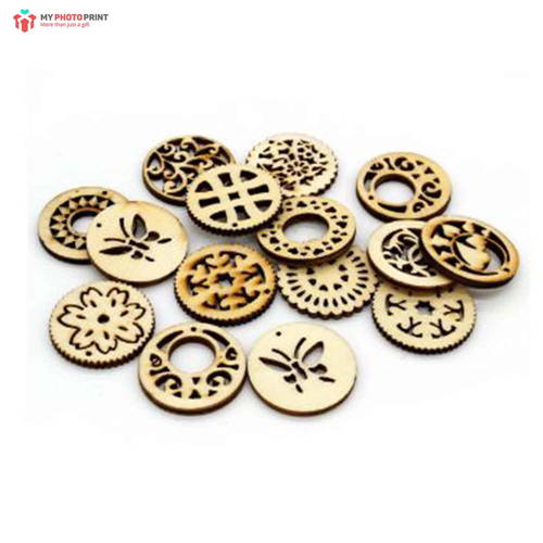 Round Design MDF Wooden Craft Cutout Any Shapes & Patterns | (Pack Of 15pcs)