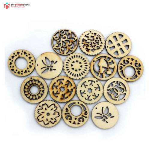 Round Design MDF Wooden Craft Cutout Any Shapes & Patterns | (Pack Of 15pcs)