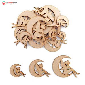 Fairy on Moon MDF Wooden Craft Cutout Shapes & Patterns - DIY SET OF 10 (minimum 10 Quantity)