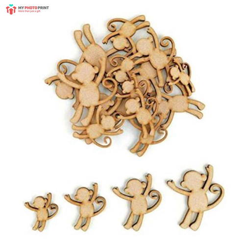 Baby Monkey MDF Wooden Craft Cutout Shapes & Patterns - DIY SET OF 10